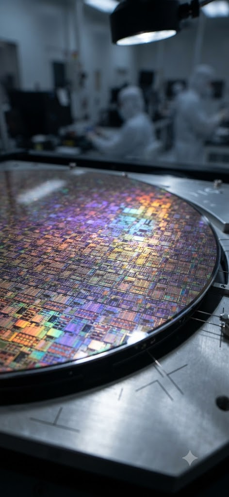Semiconductor wafer in a cleanroom inspection environment